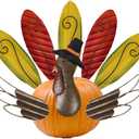 FORUP Pumpkin Turkey Making Kit, Metal Thanksgiving DIY Pumpkin, Poke into Pumpkin, Thanksgiving Pumpkin Decoration for Autumn Fall Thanksgiving Harvest Home Dcor