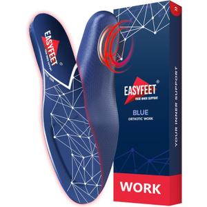 EASYFEET Orthotic Work Insoles Men Women - Plantar Fasciitis Arch Support Inserts for Standing All Day - Shoe Inserts for Work Boots - Foot Pain Relief (XL (Men 12.5-14.5/Women 13.5-15.5))