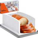 New Upgrade Bread Slicer for Homemade Bread, Bread Slicing Guide Adjustable Width, Foldable and Compact Cutting Guide with Crumb Tray, Suitability for Homemade Bread, Bagels, Cakes