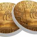 Egyptian Hieroglyphics Coasters Ancient Golden Art Historical Civilization Absorbent Drink Coaster Set of 2 Unique Beer Beverage Coasters for Coffee Table Cup Bar Coasters Cute Cork Ceramic Coasters (4 Inch)