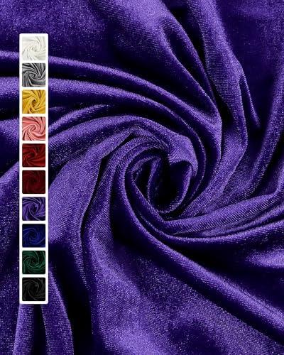 HOTGODEN Stretch Velvet Fabric by The Yard: Purple 63" Wide 5 Yards 95% Polyester 5% Spandex Velvet Fabric for DIY Sewing, Upholstery, Apparel, Costume, Craft
