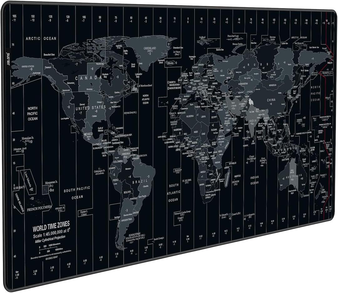 JIALONG Large Gaming Mouse Pad Extended Desk Mat XXL Mousepad with Non-Slip Keyboard Pad for Office Laptop, Computer and PC - 35.4 x 15.7 inches World Map