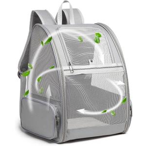 Texsens Pet Backpack Carrier for Small Cats Dogs | Ventilated Design, Safety Straps, Buckle Support, Collapsible | Designed for Travel, Hiking & Outdoor Use (Light Gray)
