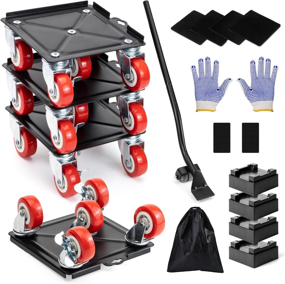 Furniture Dolly, Furniture Movers, Furniture Lifter Tool Set with 5 360° Rotatable Universal Wheels, Carbon Steel Panel Heavy Duty Dolly, Max Load 1750LBS