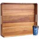 Decent Vrvege Large Wooden Ottoman Tray, Great 22"x18" Rectangle Trays for Big Ottoman Counter, Huge Kitchen Wood Serving Tray Round Corner, Living Room Coffee Table Decor Centerpiece Organizer Trays