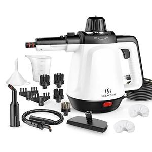 1200W Handheld Steam Cleaner for Home, Powerful Natural Multi‑Surface Steam Cleaner with 13 Accessories, 13.5oz Pressurized Steamer for Deep Cleaning Tile, Grout, Shower, Bathroom, Kitchen, Car, White