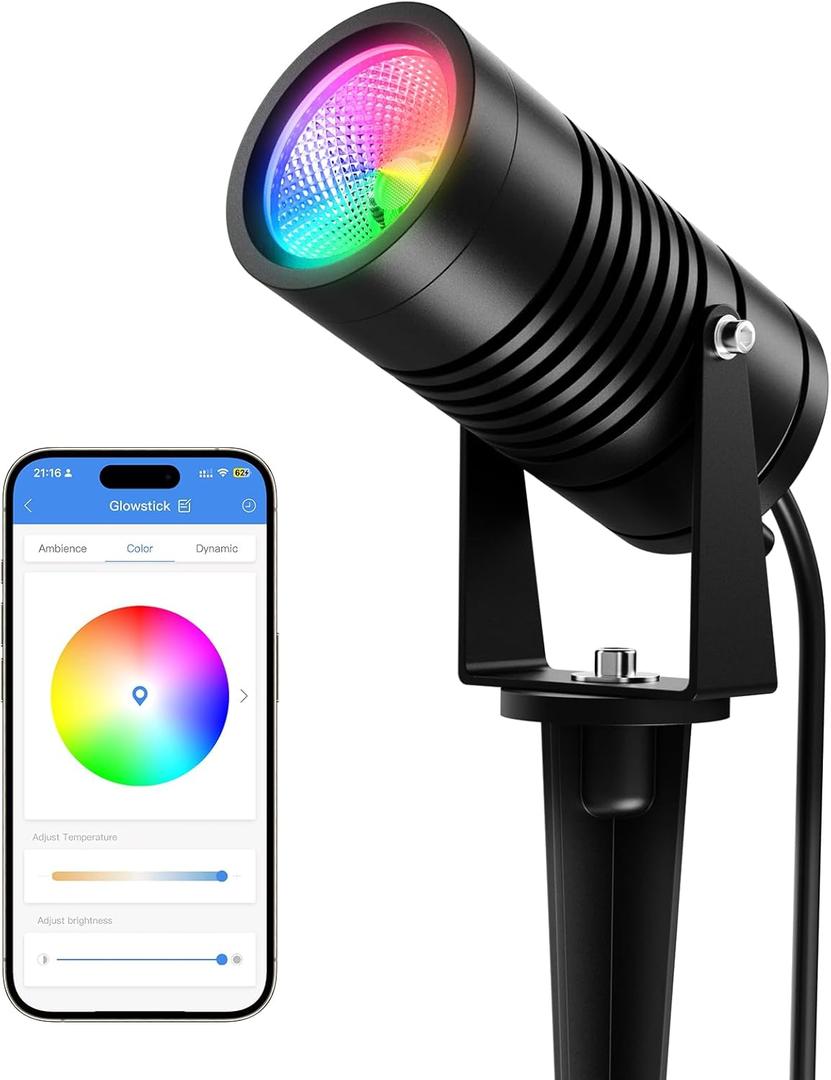 Smart Landscape Lights, APP Control RGBCW Color Changing Spot Lights, IP65 Waterproof 24V Low Voltage Outdoor Spotlights for Garden Yard Pathway Holiday Decor (No Adapter)