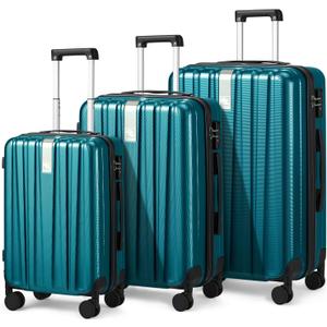 Hanke Luggage Sets 3 piece Carry On Luggage with Wheels PC Hard Shell Suitcases Lightweight Checked Travel Luggage Extra Large Travel Suitcase Woman Men 20/24/29 Inch(Caribbean Blue)