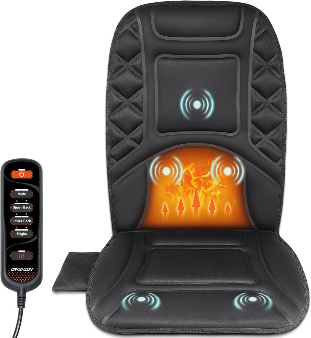Mynt Heated Massage Chair Pad, Back Massager with Heat, Massage Seat Cushion with 5 Vibration Motors, Gifts for Christmas