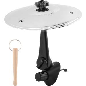 Car Cymbal Air Vent with Wooden Drum Stick Keyring, Mini Drum Crash Cymbal for Car Vent, Suitable for All Types of Vehicles, Funny Musical Cars Accessory for Drummer Music, Silver