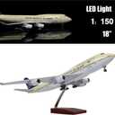 24-Hours 18 1:130 Airplane Model Saudi Arabia Boeing 747 Model Plane with LED Light(Touch or Sound Control) for Decoration or Gift