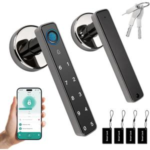 Smart Door Lock with Knob, Keyless Entry Door Locks with Handle, Fingerprint Door Knob with Keypad&App Control for Bedroom/Front Door/Apartment, Generate Passcode Remotely