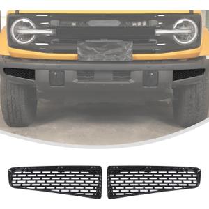 Linskip Honeycomb Front Bumper Bottom Fog Vent & Side Fender & Headlgiht Cover Trim Fit for 2021-2025 Ford Bronco Accessories, Fog Vent Inserts for Bronco Accessories (Black)