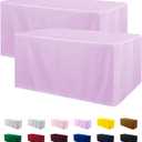 ManMengJi Fitted Tablecloth for 72" x 30" Rectangle Tables - Water Resistant Washable Rectangle Table Covers for Wedding, Banquet and Trade Shows, 2 Pack, 6FT, Lavender