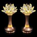 1 Pair Colorful LED Lotus Flower Lamp 7 Color Crystal Buddha Lamp for Cabinet Buddhist Altar - Light Control Crystal Decor Night Light -110V US Plug(6 inch)