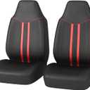 CAR-GRAND Piping Cloth Front Car Seat Covers, Breathable High Back Front Seat Covers, Airbag Compatible Seat Cover for Cars Trucks SUV Van Sedan (Piping Bucket Seat Covers,Black and Red)