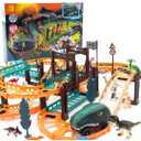 Lumo Brilliant Toys DIY Dinosaur Track Set with Battery Operated Dino Car, Creative Racing Track Toy for Kids 3+ Years Multicolor