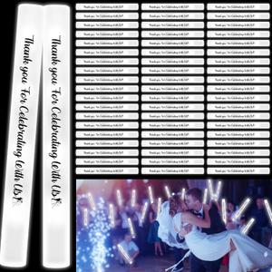 Libima 50 Pcs White Glow Sticks Bulk for Wedding Reception 16" Light up Foam Sticks LED Cheer Batons Wedding Wand Glow in the Dark Flashing for Raves Carnival Party Supplies Favors