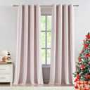 Vision Home Pink Linen Full Blackout Curtains Grommet Room Darkening Window Curtains 84 inches Long for Girls Bedroom Living Room Nursery Thermal Insulated Energy Efficient Drapes 2 Panels 58" Wx84 L