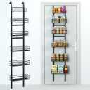 Purdaz 5-Tier Over the Door Pantry Organizer, Cabinet Door Organizer, Kitchen Pantry Door Organizers and Storage, Over the Door Spice Rack, Behind the Door Storage, Door Hanging Organizer, Black