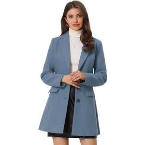 Allegra K Fall Coats for Women's 2025 Pea Coats Long Winter Trench Coat S, Light Dusty Blue