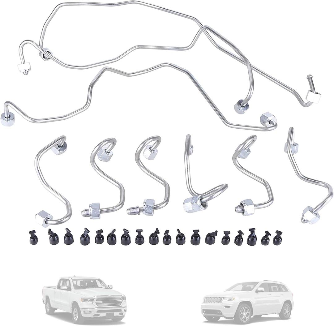 9Pcs Fuel Injector Lines Kit Compatible for Dodge Ram 1500 & Grand Cherokee 2014-2019 3.0L V6 Eco Diesel Engine Injector Fuel Supply Line Injector Connecting Rods Replaces# 68334956AA