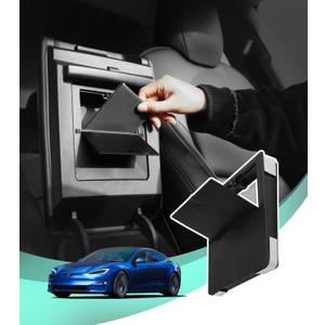 PM Auto Center Console Organizer Tray Storage Box with USB & Type-C for 2021 2022 2023 2024 Tesla Model y and Model 3 Accessories,Car Organizers and Storage ABS Material Glasses,Credit Cards