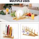 2 PCS Wooden Dish Rack Bamboo Drying Rack Stand Pot Lid Holder Kitchen Cabinet Organizer for Dish Plate Bowl Cup Pot Lid Cutting Board
