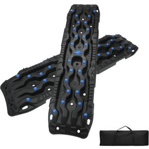 Off-Road Recovery Traction Boards, 2PCS Heavy-Duty Tracks for Sand, Mud, Snow & Ice, Tire Traction Mats for 4WD Truck, Jeep, SUV, RV-Black