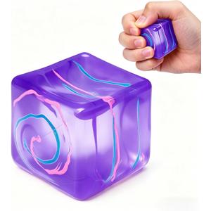 1 Pack Fidget Toys Squishy Stress Cube, Stress Balls for Kids Adults Squishies Stress Relief, Ice Sugar Sensory Toys for Kids with Autism, Fidgets for Classroom Prize Toys(Purple,1 Pack)