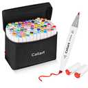 Caliart Markers, 100 Colors Dual Tip Art Markers Sketch Pens Permanent Alcohol Based, with Case for Adults Artists Drawing Illustration Sketching Coloring (White Barrel)