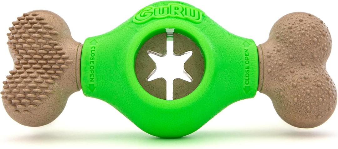 GURU Pet: Adjust-A-Chew - Medium - Dog Toy, Holds Various Shaped Treats & Bones, Bacon-Flavored Textured Ends, Durable Bone-Shaped, Interactive Play