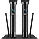 VeGue Wireless Microphone System, Metal Professional UHF Dual Channel Handheld Cordless Dynamic Mic Set for Home Karaoke,Church, DJ, Wedding, Meeting, Events, 200ft (Black1)