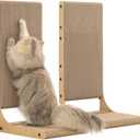 Zakkart 2-Pack Cat Scratching Board, 25.6'' Tall Cardboard L Shape Vertical Cat Scratchers for Indoor Cats, Cat Scratching Post for Wall and Couch, Large