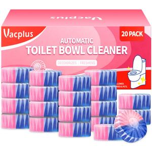 Vacplus Toilet Bowl Cleaners - 20 Pack Long-Lasting Toilet Cleaner Tablets, Prevent Stains & Deodorize, Blue & Pink