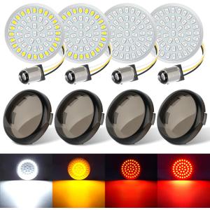 Benlari New Version1157 LED Turn Signals Bulbs, 2" Front Rear Lights with Smoked Lenses Fit for Harley Davidson Touring Dyna Softail Sportster Street Glide Road Glide Road King Iron 883 1200 72 48