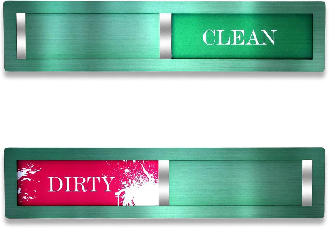 5 x Dishwasher Magnet – Red & Green Clean Dirty Sign, 304 Stainless Steel with Adhesive Tape, Easy Slide for Kitchen Decor & Home Organization Gift (S106)