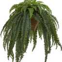 Nearly Natural 50 in Artificial Giant Boston Fern Hanging Cone Room Decor