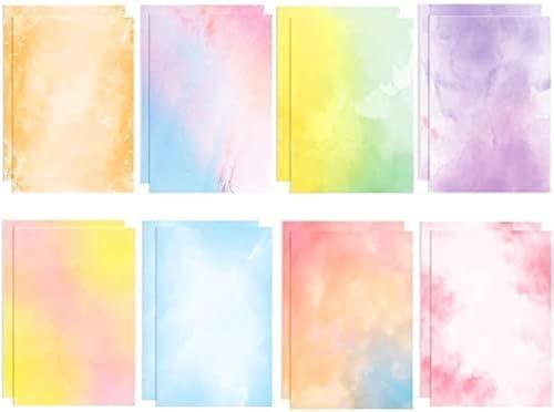 Stationary Paper 48 Pack of Watercolor Letter Writing Paper, Decorative Printer Stationery Sheets with Assorted Designs - Double-sided Printing - 8.5 x 11 Inch