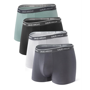 DAVID ARCHY Mens Trunks Underwear Soft Breathable Rayon Made from Bamboo Trunk No Fly Pouch,L