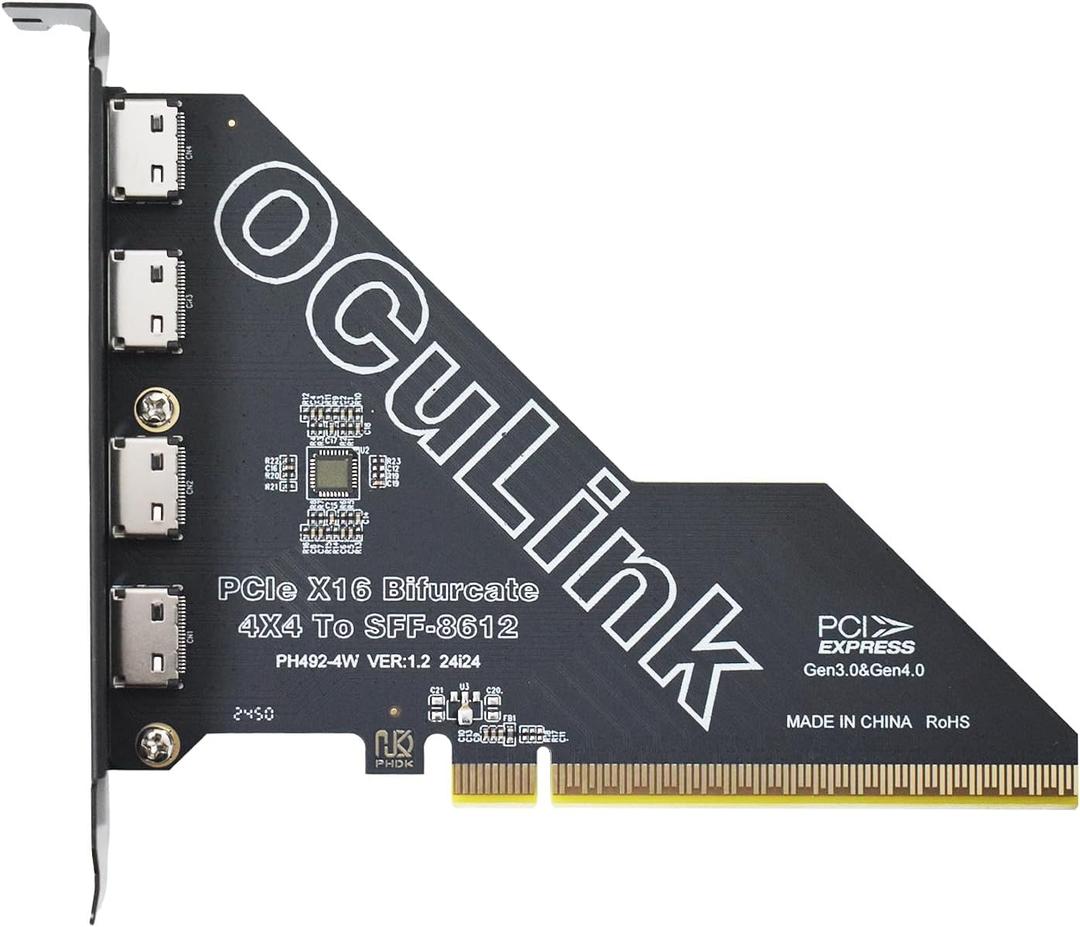 Gen4 PCIe to Oculink SFF-8612 Adapter SFF-8611 External Graphics Card for GPU Dock, eGPU, NVMe SSD (PCIe x16 to Oculink)