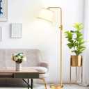 Upgraded Dimmable Floor Lamp, 1000 Lumens LED Edison Bulb Included, Arc Floor Lamps for Living Room Modern Standing Lamp with Shade, Tall Lamps for Living Room Bedroom Office Dining Room - Gold