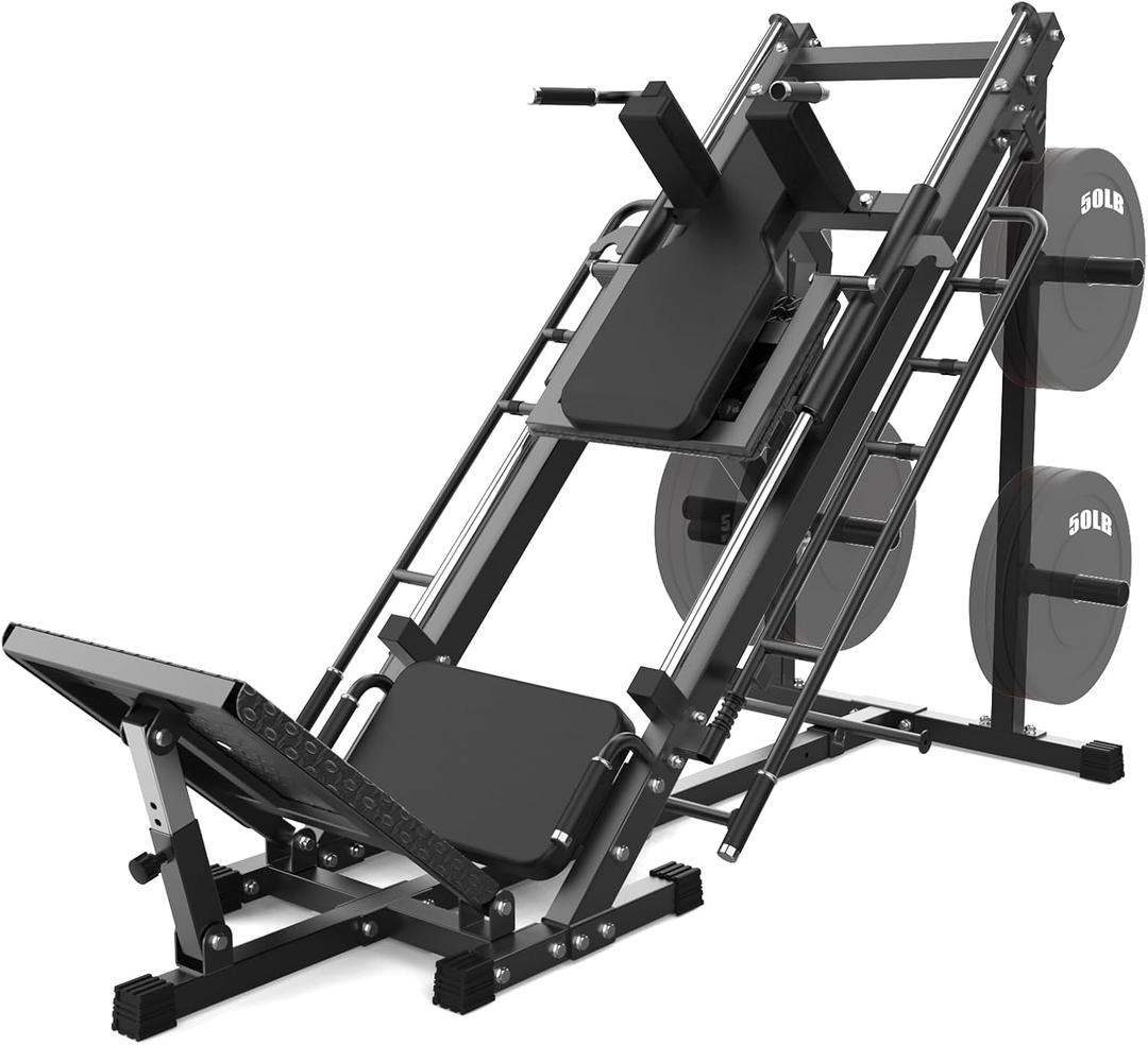 Leg Press Hack Squat Machine, Adjustable Leg Press Machine for Home Gym with Linear Bearing, Specialty Hack Squat Machine for Full Lower Body Workout with Weight Storage Posts