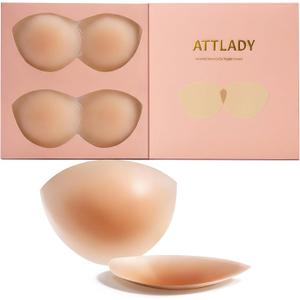 3 x ATTLADY Nipple Covers No Show 4 Pairs- Reusable Adhesive Silicone Sticky Triangle Nipple Pasties for Women (Pink)