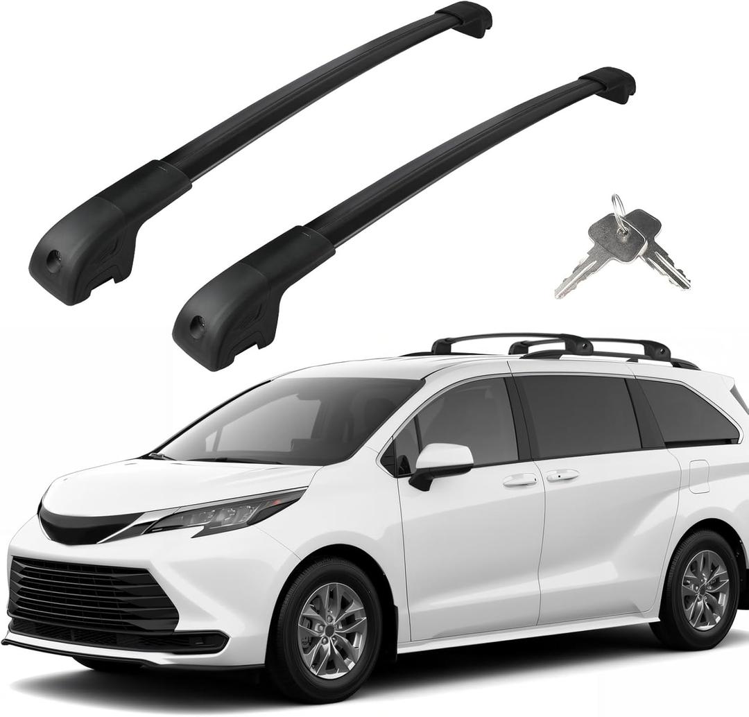 Roof Rack Cross Bars Compatible with Toyota Sienna 2011-2020, Adjustable Aluminum Heavy Duty 300 LBS Anti-Theft Lock Cargo Carrier Rooftop Crossbar Accessories for Bike, Basket, Snowboard, Luggage