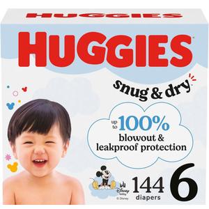 Huggies Size 6 Diapers, Snug & Dry Baby Diapers, Size 6 (35+ lbs), 144 Count (2 Packs of 72)