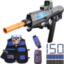 Toy Gun Automatic Sniper Rifle with Tactical Vest Kit Futuristic Electric High Speed Toy Foam Blaster Gun with 150 Darts Shooting Games Toys Birthday for Boys Adults Age 8+