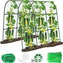 U-Shape Cucumber Trellis for Raised Bed - 47"x47"x22" Metal Garden Trellis with Net & Clips | Rust-Proof Plant Support for Cucumber, Tomato, Peas | Heavy-Duty Outdoor Climbing Plants Trellis