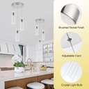 Pendant Light Kitchen Island with Remote Control, Dimmable & Adjustable Color Temperature 3000K/4000K/6000K, Modern Brushed Nickel & Clear Glass Lighting Fixture for Dining Room
