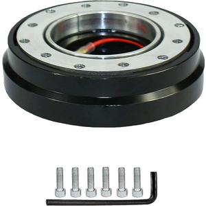 Universal 6 Hole Slim Steering Wheel Quick Release Hub Adapter Snap Off Boss kit for Race/Rally/Motorsport (Black)